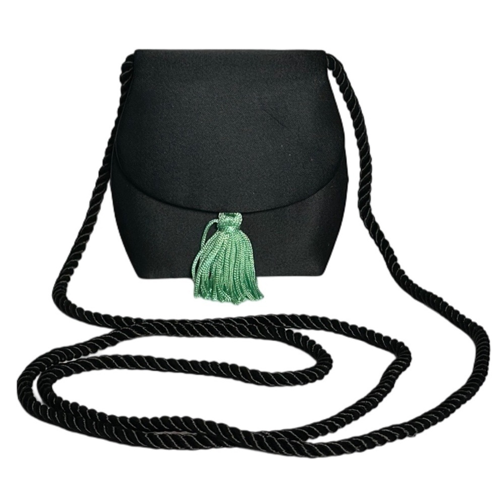 JEAN PATOU PARIS Designer Mini black Crossbody purse & tassel a rare find